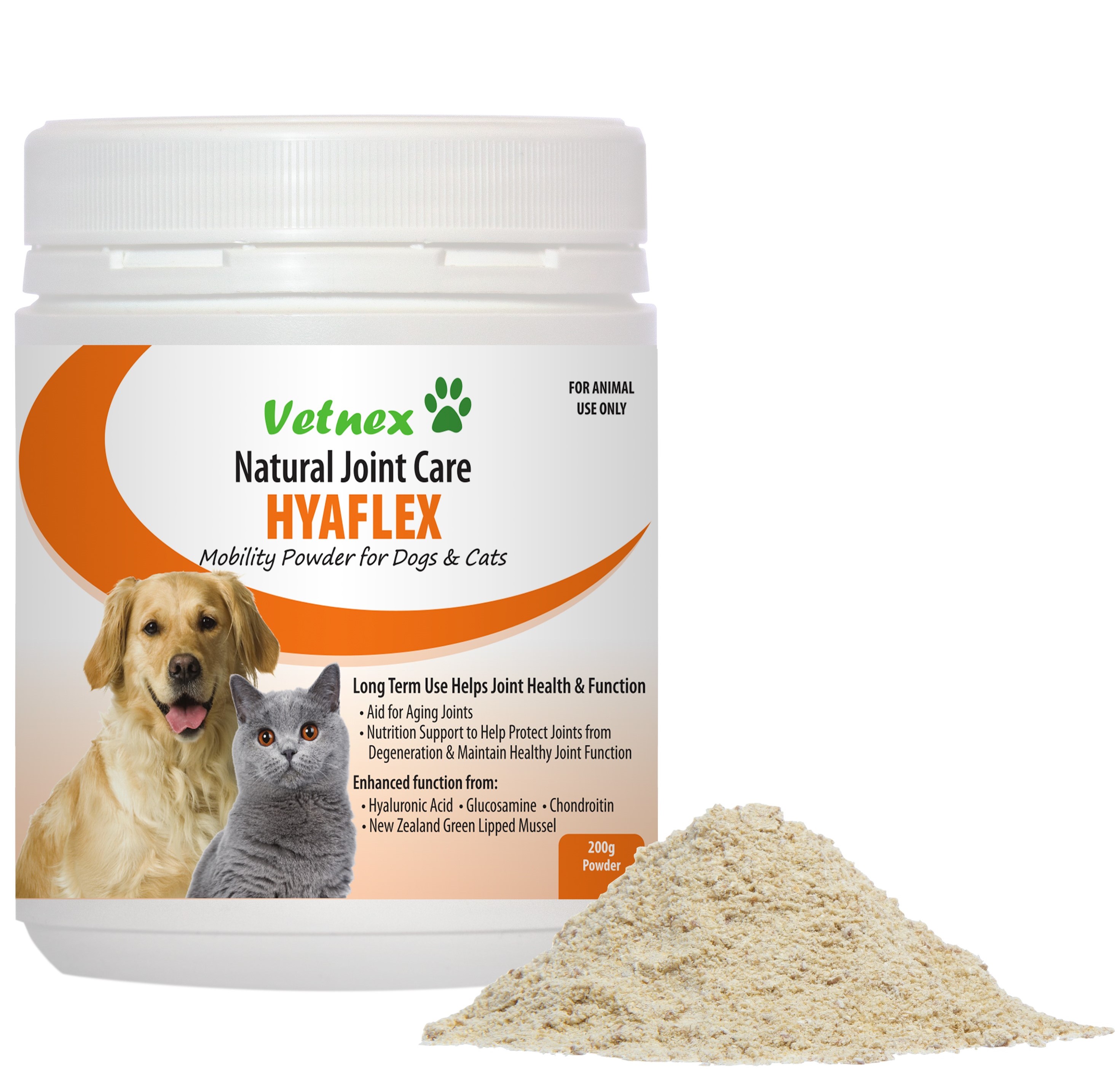 Vetnex Hyaflex Mobility Powder for Dogs & Cats 200g